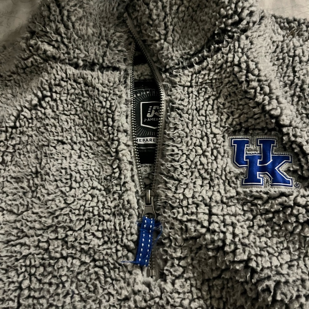 Gray Sherpa Quarter-Zip Pullover with Kentucky Logo